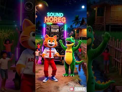 Aku suka nonton sound horeg kucing dan dinosaurus joget sound system #soundhoreg #ai #kucing