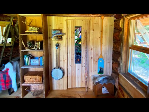 Log Cabin Interior Build | Bathroom with Claw Foot Tub, Brick Veneer and Red Pine Floors