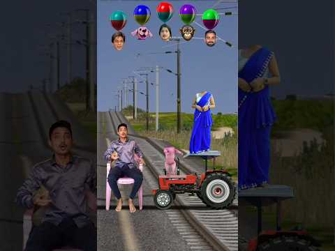 Funny cute dancing aunty vs dog & tractor stop the high-speed train #shortsfeed #trendingshorts