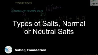 Types of Salts, Normal or Neutral Salts