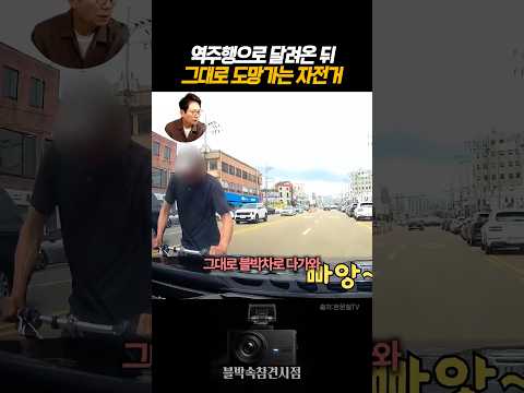 역주행으로 달려온 뒤 그대로 도망가는 자전거 #<strong>블랙박스</strong> #dashcam