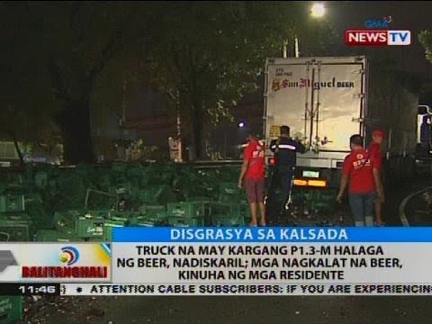 Truck Na May Kargang P M Halaga Ng Beer Nadiskaril Videos Gma