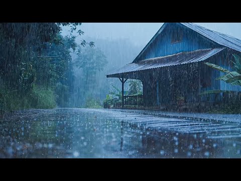 Sonido De Lluvia Para Dormir Con Truenos Fuertes ⛈️ Maravilloso de Lluvia en Bosque Brumoso La Noche