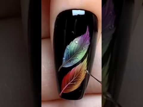 💅 Rainbow Feather Nail Art | Nail 3D Sang Chảnh 💅 #short #nails