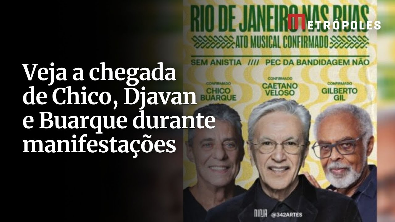Veja a chegada de Chico Djavan e Buarque durante manifestações