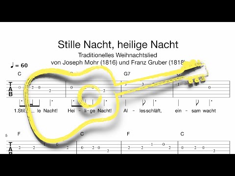 Gitarre: Stille Nacht, heilige Nacht (Tabulatur, Melodie, Akkorde, Text)