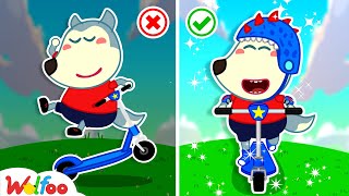 🛴 Pelajari Aturan Keselamatan Skuter untuk Anak 📺 Animasi Anak Terbaik | Wolfoo Indonesia