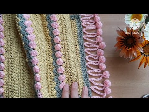 كوفيه او شال مستطيل كروشيه / اسكارف بغرزة زهرة التوليب  #scarf_crochet   #shwel_crochet