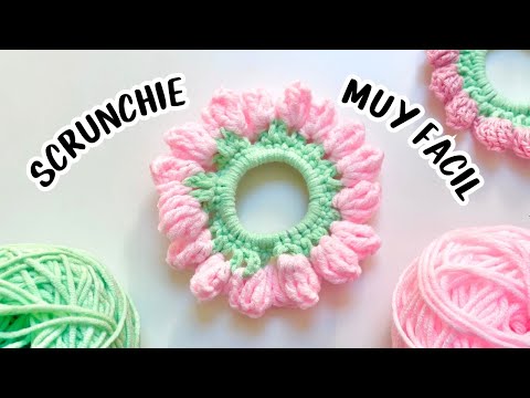 Scrunchie tulipan / Colet MUY FACIL| Tutorial Hebras Crochet