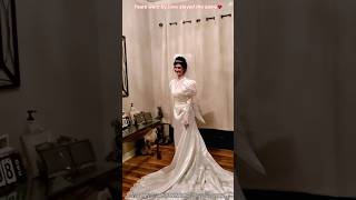 When he saw me in my wedding dress again…🥺❤️#love #cute #usaus #family #husbandwife