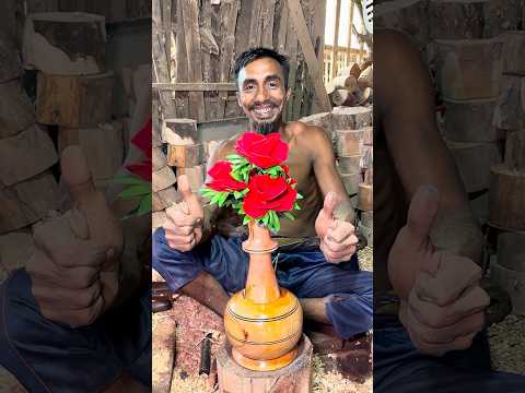 Eco-Friendly Mahogany tree Root Vase: Sustainable Craftsmanship from Nature. #shorts #craft #ytshort