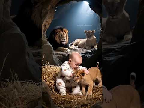Baby saved by Lion🦁 #viralvideo #lion #rescue