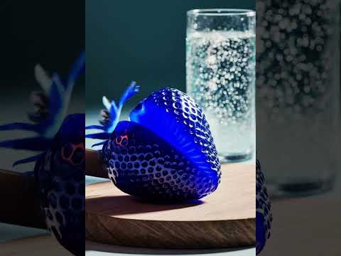 Blue strawberry cutting video ASMR!!!!!