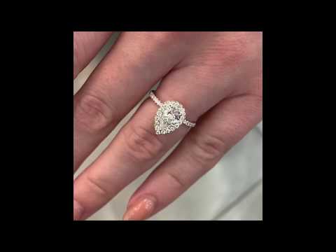1 ct Pear Shape Diamond Double Edge Halo Ring