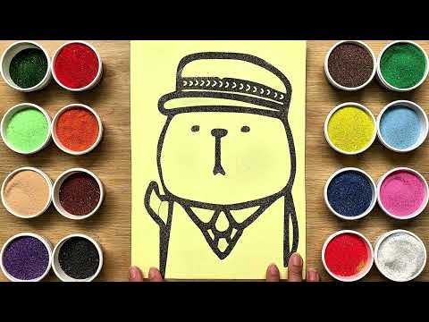 Coloring capybara in hawai/how to draw/ sandpainting/art/learn color/tranh cát/bumblebee tv