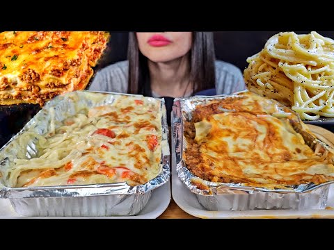 ASMR CREAMY PASTA + LASAGNA MUKBANG