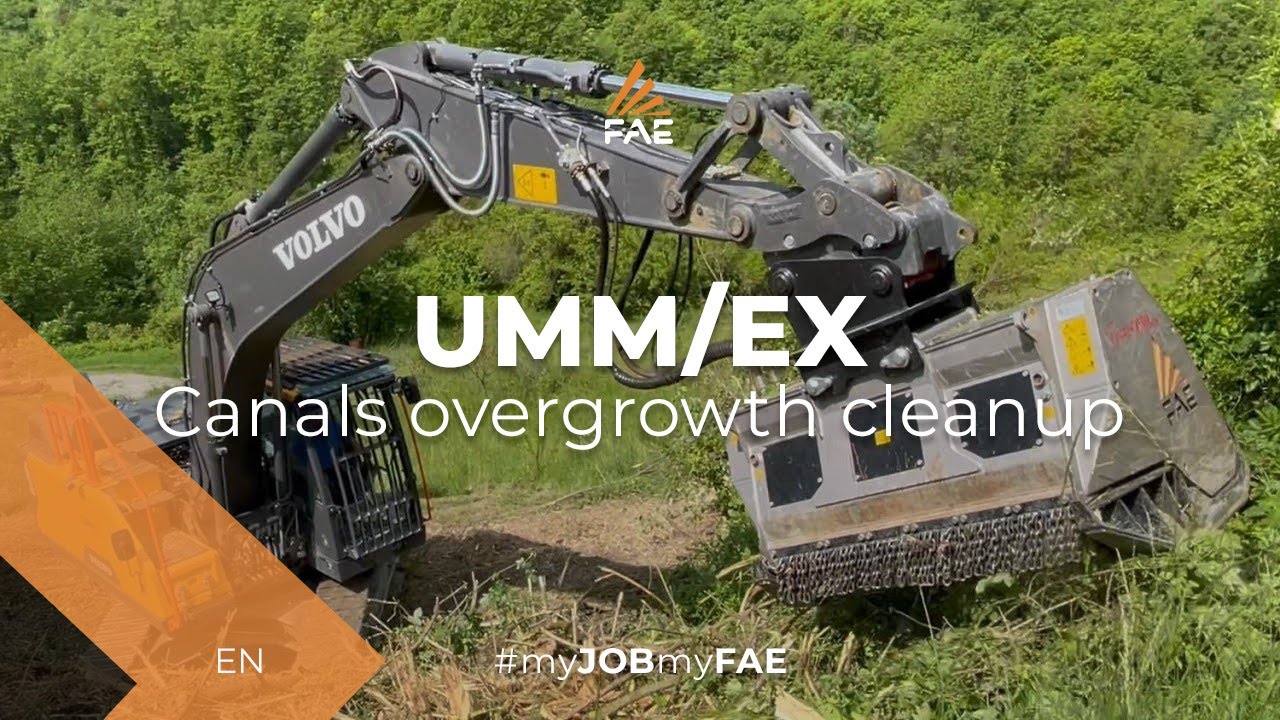 Video Maintenance of Embankments and Canals with a Volvo EC300E excavator and forestry mulcher