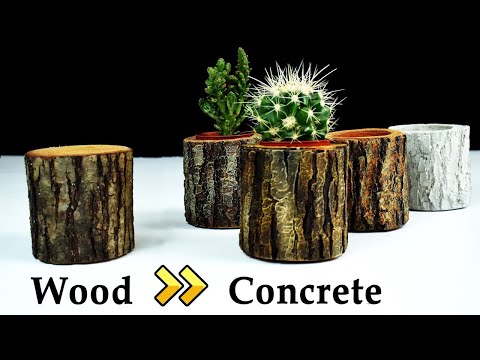 How to Make Concrete Realistic Tree Log Planter | Mold Silicone Tutorial | Faux Bois Pot