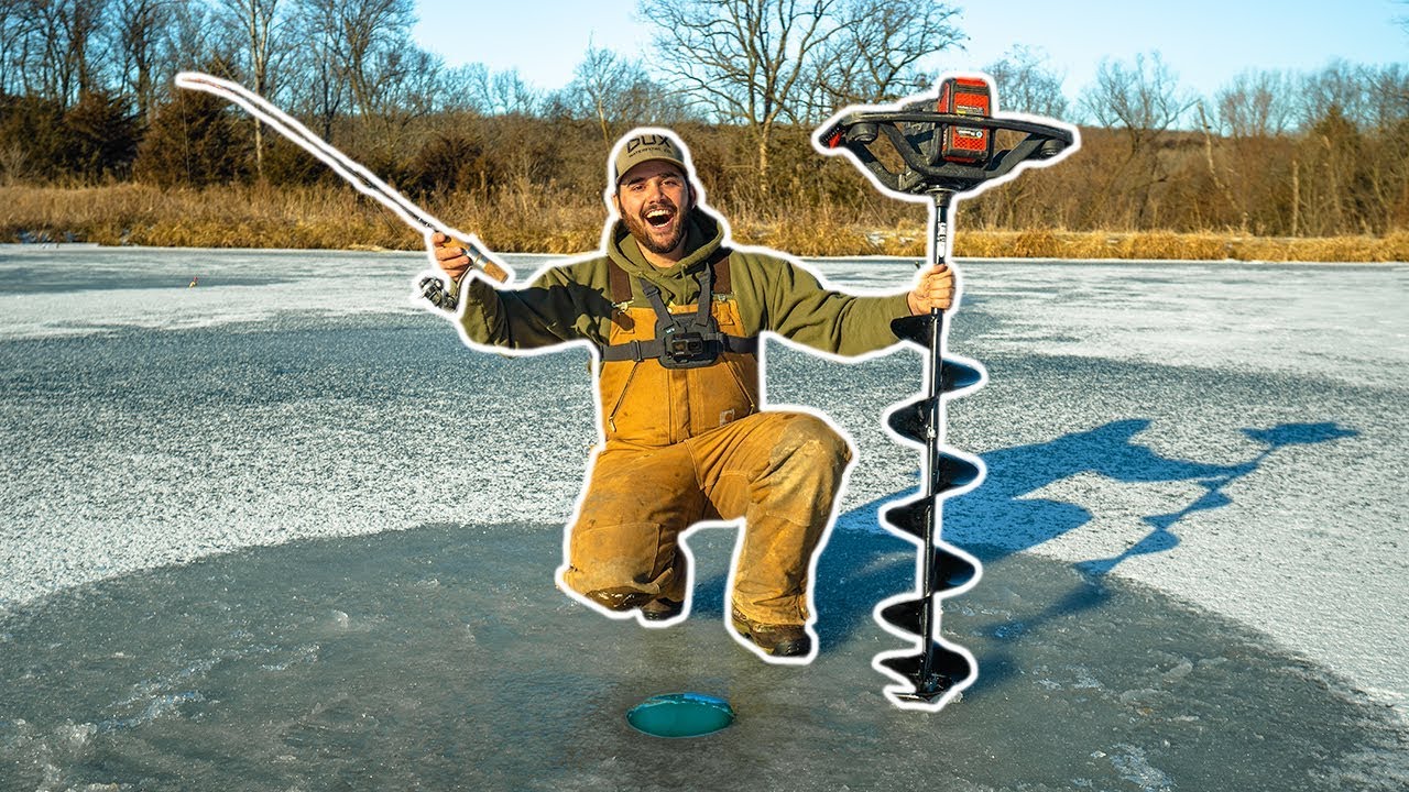 My First Time ICE FISHING My BACKYARD POND (It Was Fire)