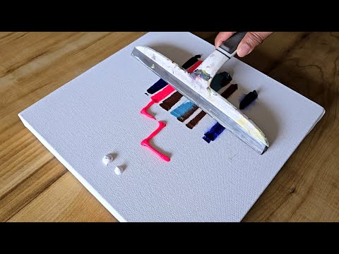 Easy Acrylic Painting Technique / Using Window Wiper / Abstract Painting