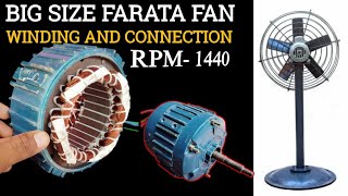 Big size farata stan fan winding// table fan motor winding, connection and data 