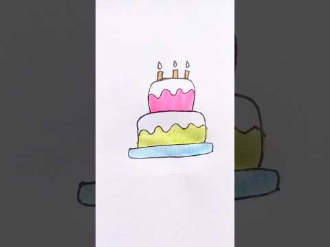 Cake 🎂 easy drawing for kids #cake #drawing #art #shorts #viral @pipafuntv