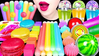 ASMR RAINBOW DRINKS FROZEN NIK-L-NIP SNACK JELLY 무지개 디저트 얼린 닉클립 레인보우 드링크 먹방 DESSERTS EATING MUKBANG