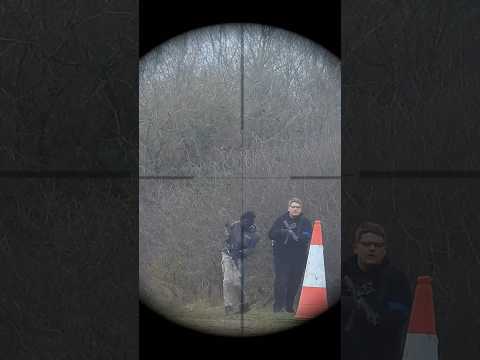 How far can an Airsoft sniper shoot? #airsoft #paintball #trickshots ￼
