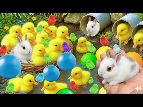 Menangkap & Bermain Bersama Bebek Lucu,Kelinci & Ayam Pelangi Warna warni !!