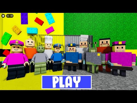 MINECRAFT BARRY FAMILY VS LEGO BARRY FAMILY in BARRY'S PRISON RUN - Walkthrough Gameplay Roblox