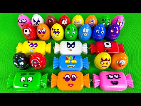 Numberblocks & Alphablocks 🌈 Mixing Big Candy, Eggs with Rainbow SLIME Colorful! Satisfying, ASMR