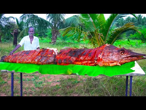 ANACONDA SIZE FISH TANDOOR RECIPE | Monster Sail Fish Cutting Skill | Village Life Long Video