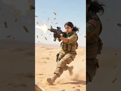 a indian woman soldiers saves a military truck of loaded with weapons ⚔️🛻 #ai #soldier