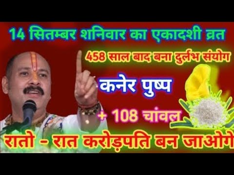 14 सितम्बर शनिवार की एकादशी व्रत कनेर पुष्प 108 चांवल के दाने #pradeep #pradeepmishra #live #upay