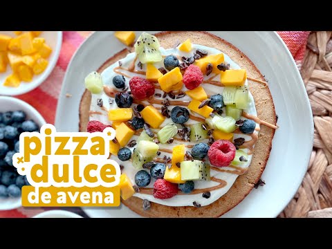 PIZZA DULCE DE AVENA (de desayuno, snack o de postre sano)