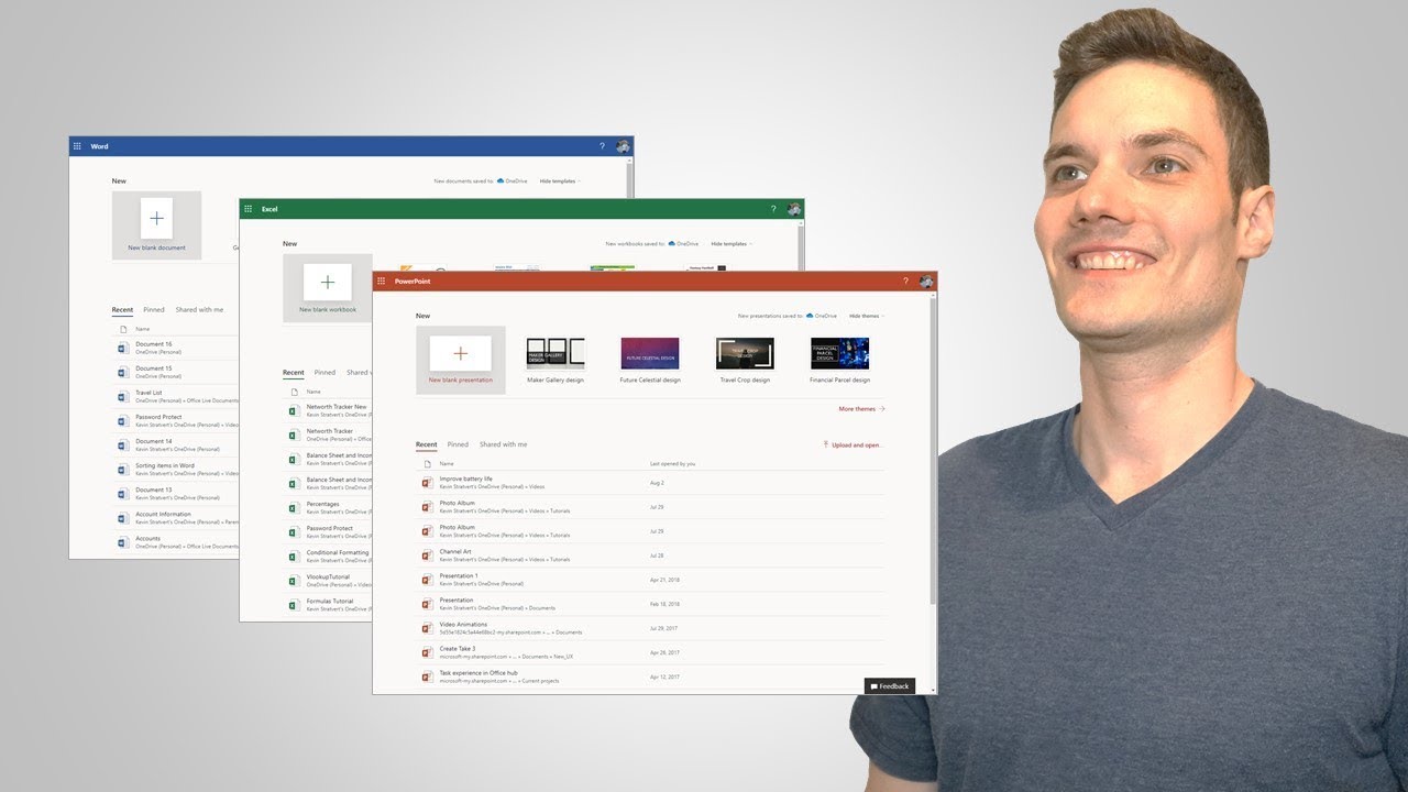 I got to redesign the Word, Excel, & PowerPoint start pages - Kevin Stratvert