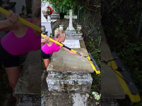 Girl Cleans Random Graves in The Graveyard ❤️