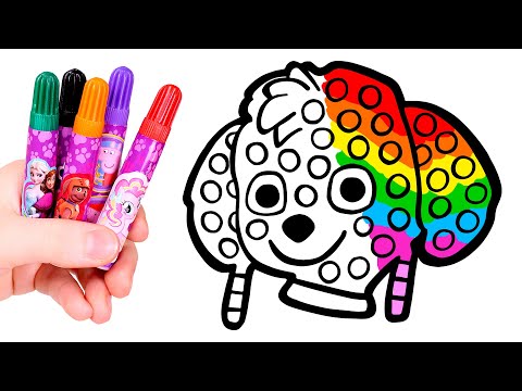 PAW PATROL 🐾 Colorea a SKYE arcoíris Pop It 🌈💜 Dibujos para niños