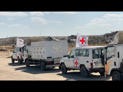 ICRC vehicles prepare to retrieve bodies of Palestinian prisoners in Israel | AFP
