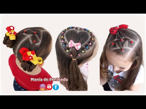 Penteados Fáceis Liguinhas e Coração 💖| Easy Valentines Heart Hairstyles 💕| Hairstyles for Girls 😍