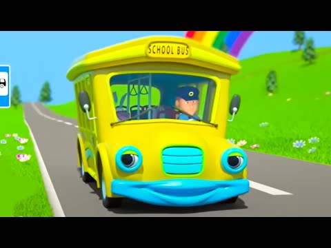 Learn Street Vehicles with Wheels on the Bus Cartoon for Kids & More Rhymes