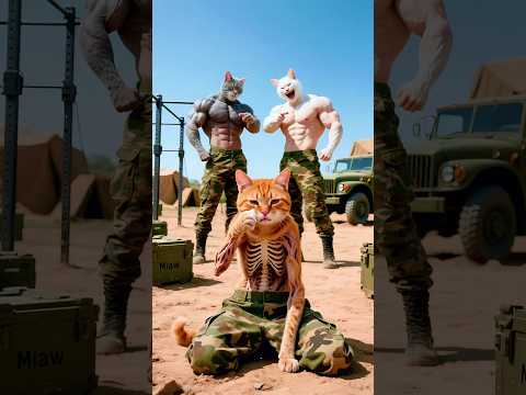 القط مياو اتنمروا عليه في الجيش عشان جسمه كله عضم💔…بس اللي حصل بعد كده خليه بطل!🔥🐾 #shorts #cat #ai