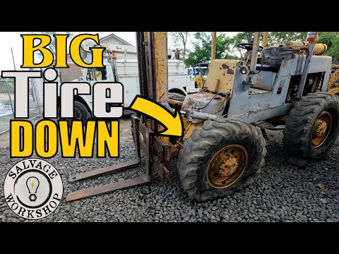 My RARE ALL-Terrain Forklift needs HELP... Big Tire Repair with a Little Rescue on the SIDE!