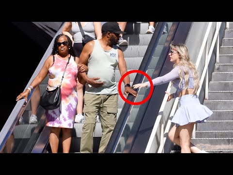 PRANKING STRANGERS ON THE ESCALATOR!