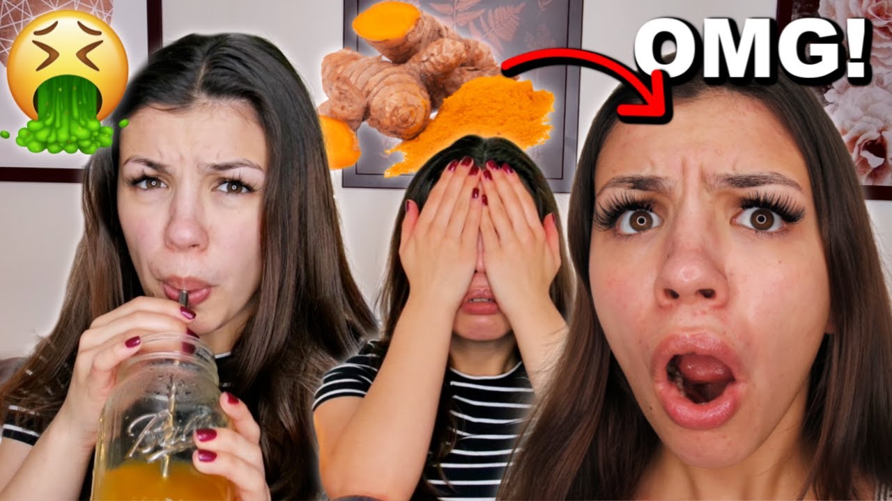 I drank a gross turmeric drink for clear skin everyday for one week - Audrey Victoria
