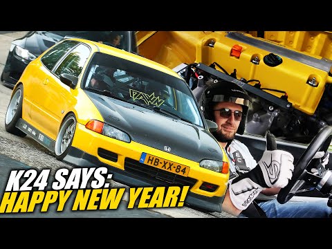 K24 Honda Civic EG VTEC SCREAMS Happy New Year! // Nürburgring