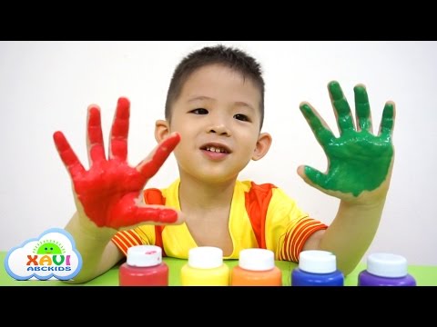 Baby Xavi and Learn colors hands paint Finger Family Song