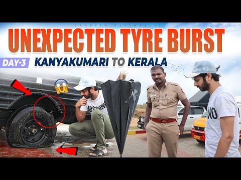Day 3: Tyre Burst 😱 | Kanyakumari to Kerala  | Sandeep Nadimpalli | Telugu |