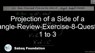 Projection of a Side of a Triangle-Review-Exercise-8-Question 1 to 3