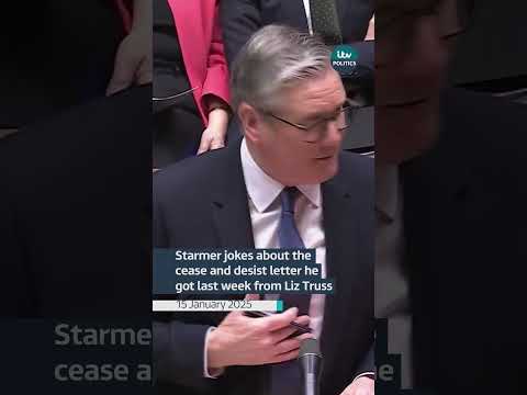 Starmer jokes about the cease and desist letter he got last week from Liz Truss #itvnews #politics